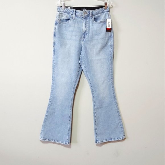 LuLaRoe Flare Jean Size 30 High Waisted Washed Blue Wide Leg Comfy Stretch Denim - Picture 1 of 15